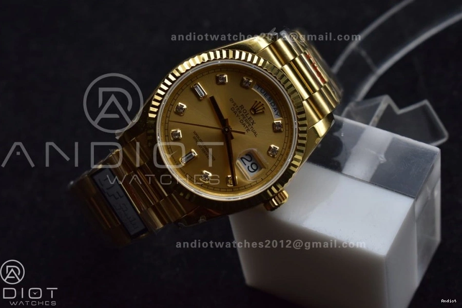 with Best Edition Bracelet YG President Gold Dial V5 Weight) Diamond (Gain 904L vr3255 DayDate QF Steel on 36 Square 0118